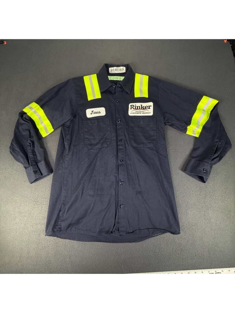 Cintas Mens Work Reflective Shirt Button Lon Sleeve "Jesus" Name Plate Mens Med